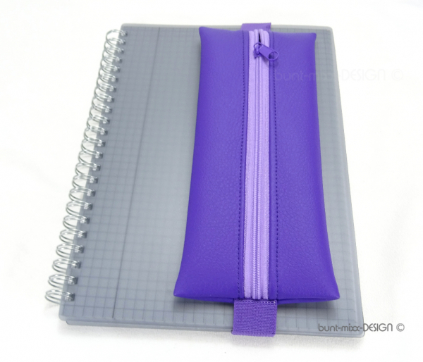 Mäppchen mit Gummiband, A5 / A4 Bullet Journal Ordner, Kunstleder violett lila, Zipper flieder, by BuntMixxDesign